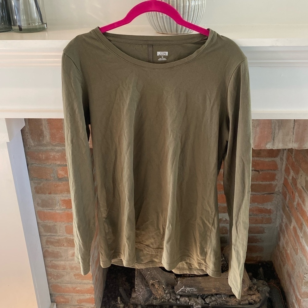 WOMENS Duluth Trading Co Olive Green Fitted Long Sleeve Shirt Medium